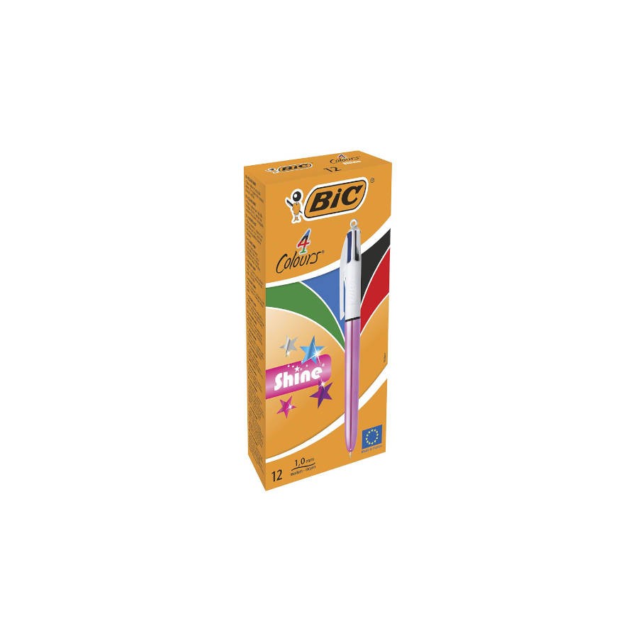 4086-BOLIGRAFO DE 4 COLORES SHINE 1MM CON CUERPO ROSA METALICO BIC 982875