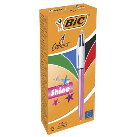 4086-BOLIGRAFO DE 4 COLORES SHINE 1MM CON CUERPO ROSA METALICO BIC 982875