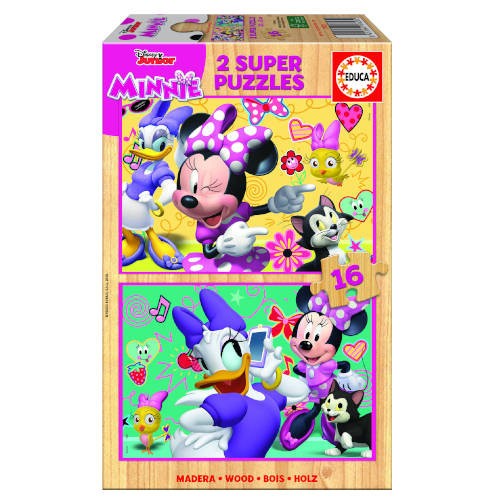4186-PUZZLE MADERA MINNIE HAPPY HELPERS 2X16 PIEZAS  EDUCA BORRAS