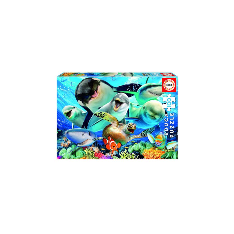 4187-PUZZLE INFANTIL 100 SELFIE BAJO EL AGUA DE 6-8 ANOS EDUCA BORRAS 18062
