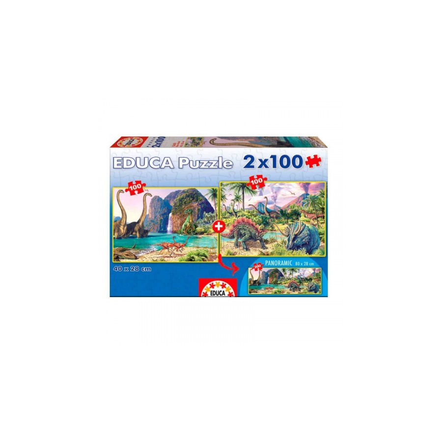 4188-PUZZLE 2x100 DINO WORLD DE 6-8 ANOS EDUCA BORRAS 15620