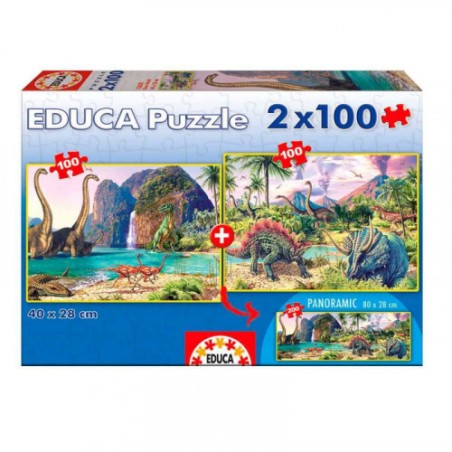 4188-PUZZLE 2x100 DINO WORLD DE 6-8 ANOS EDUCA BORRAS 15620