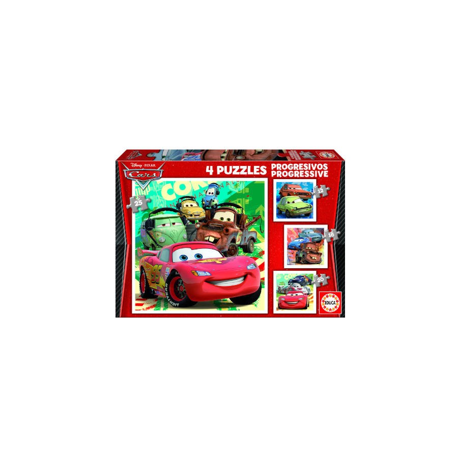 4192-PUZZLE PROGRESIVOS CARS 2 12-16-20-25 DE 3-5 ANOS EDUCA BORRAS 14942