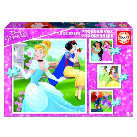 4193-PUZZLE PROGRESIVOS PRINCESAS DISNEY 12-16-20-25 DE 3-5 ANOS EDUCA BORRAS 17166