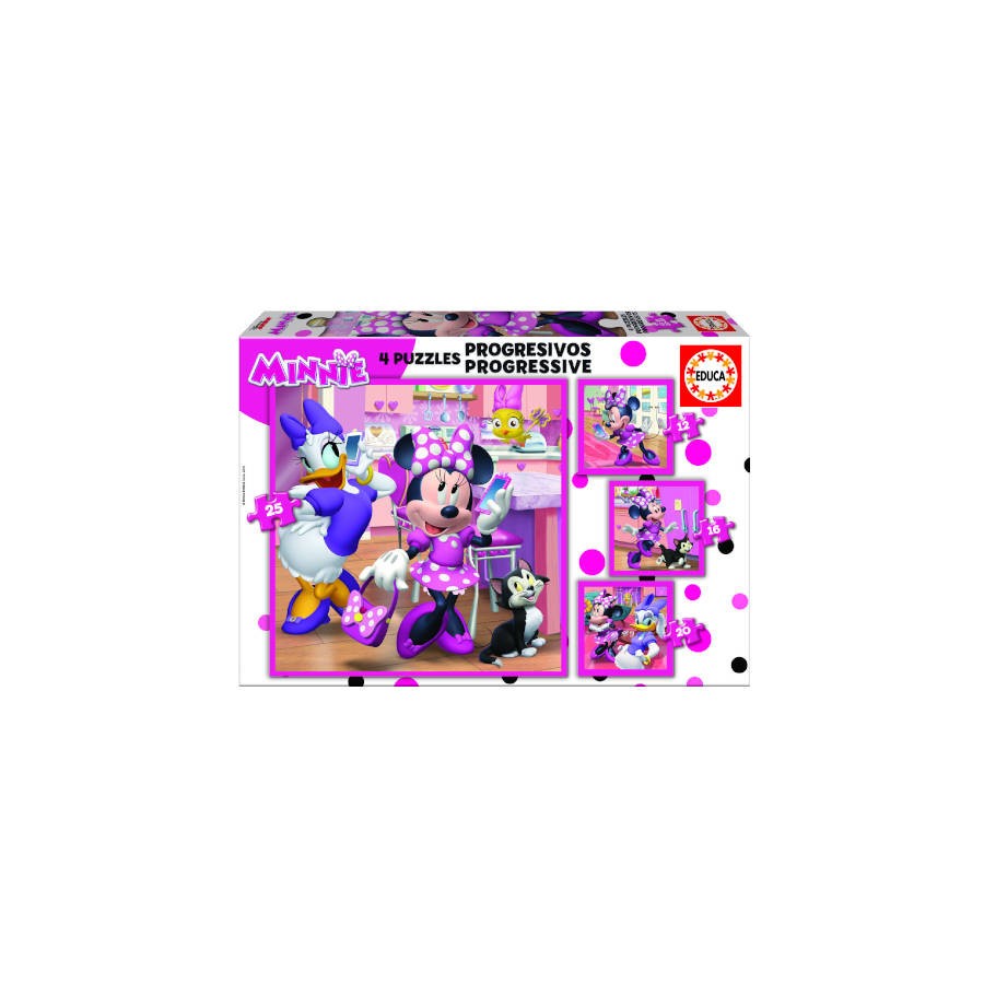 4194-PUZZLE PROGRESIVOS MINNIE HAPPY HELPERS 12-16-20-25 DE 3-5 ANOS EDUCA BORRAS 17630