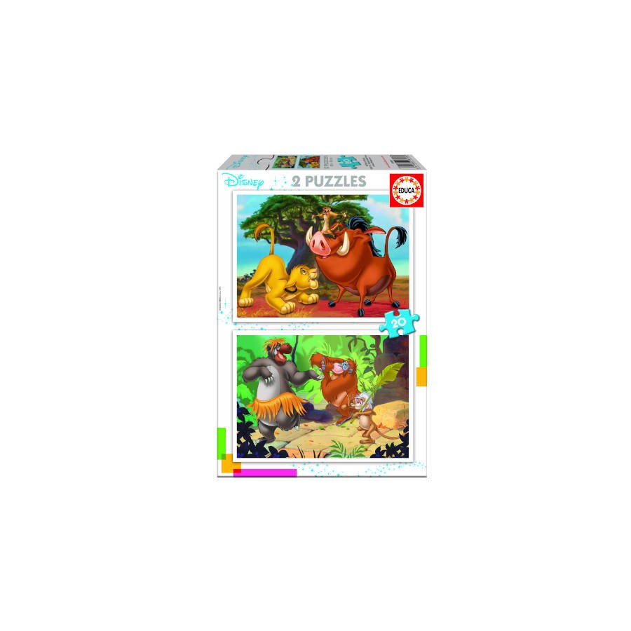 4195-PUZZLE INFANTIL 2x20 DISNEY ANIMALS DE 3-5 ANOS EDUCA BORRAS 18103