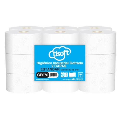 4288-PAQUETE 18 ROLLOS PAPEL HIGIENICO 2C ST M45 TISOFT CE070