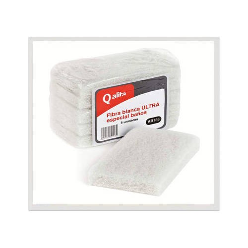 4352-PAQUETE DE 5 ESTROPAJOS FIBRA BLANCA BANO ULTRA QALITA AB138
