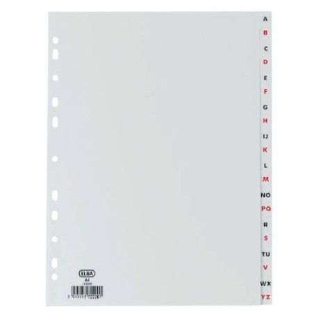 4517-INDICES ALFABETICOS PLASTICO A4 A-Z 20 POSICIONES COLOR GRIS ELBA 100204725