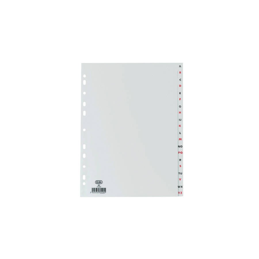 4518-INDICES ALFABETICOS PLASTICO FOLIO A-Z 20 POSICIONES COLOR GRIS ELBA 100210404