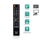 4664-Ewent EW1570 mando a distancia DTT, DVD/Blu-ray, Proyector, SAT, STB, Altavoz para barra de sonido, TV, Universal,