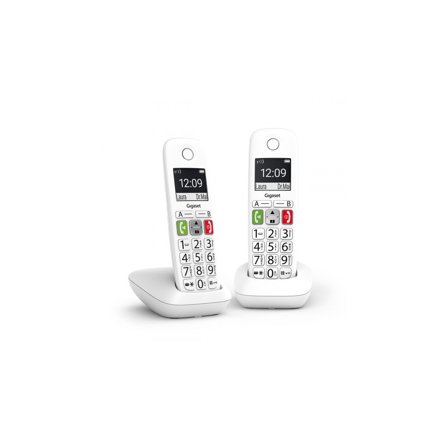 4792-Gigaset E290 Duo Telefono DECT/analogico Identificador de llamadas Blanco