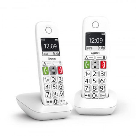 4792-Gigaset E290 Duo Telefono DECT/analogico Identificador de llamadas Blanco