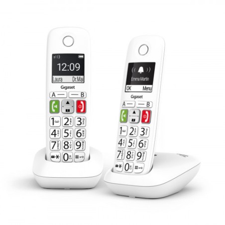 4793-Gigaset E290 Duo Telefono DECT/analogico Identificador de llamadas Blanco