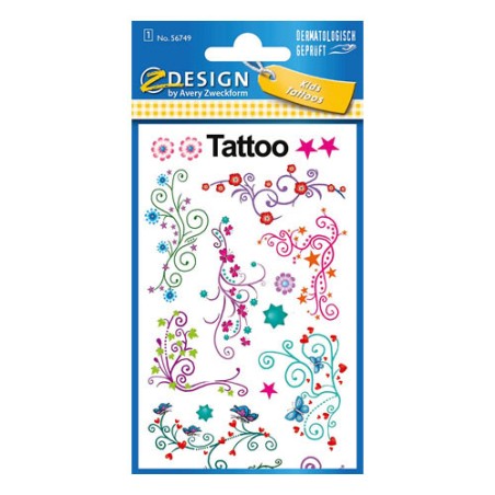 4838-SOBRE CON 1 HOJA 76X120MM Y 9 PEGATINAS TATOO MODA AVERY 56749