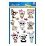 4839-SOBRE CON 1 HOJA 150X120MM Y 13 PEGATINAS ANIMALES AVERY 53252