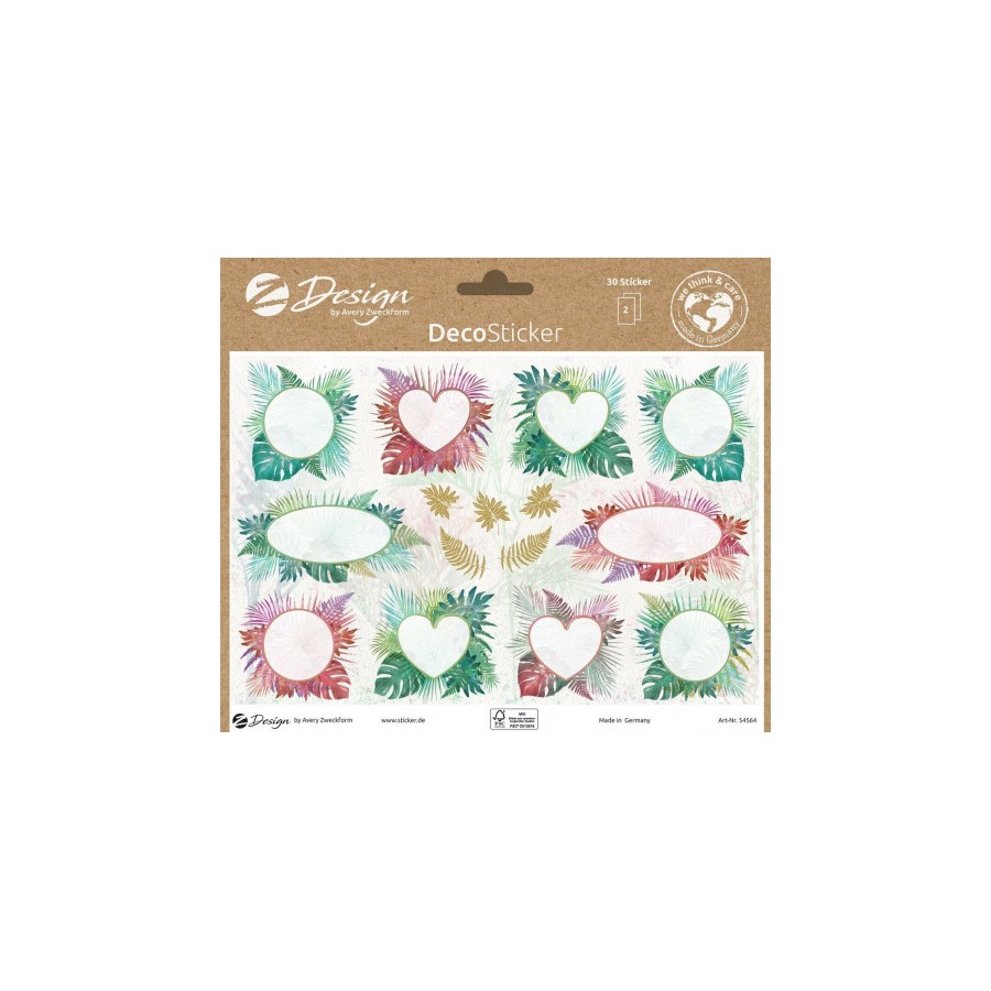 4841-SOBRE CON 2 HOJAS 76X120MM Y 30 PEGATINAS FONDO JARDIN AVERY 54564