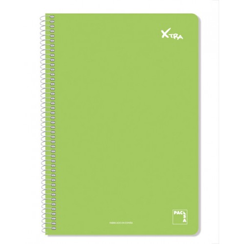4847-CUADERNO SERIE XTRA 60GR.TAPA CONTRACOLADA FOLIO (215X310MM.) 80 HOJAS CUADRICULA 4X4 COLOR VERDE OSCURO PACSA 1607