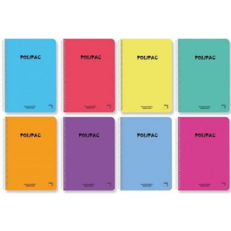 4849-CUADERNO SERIE POLIPAC TAPA POLIPROPILENO FOLIO (215X310MM.) 80 HOJAS CUADRICULA 4X4 8 COLORES SURTIDOS PACSA 16952