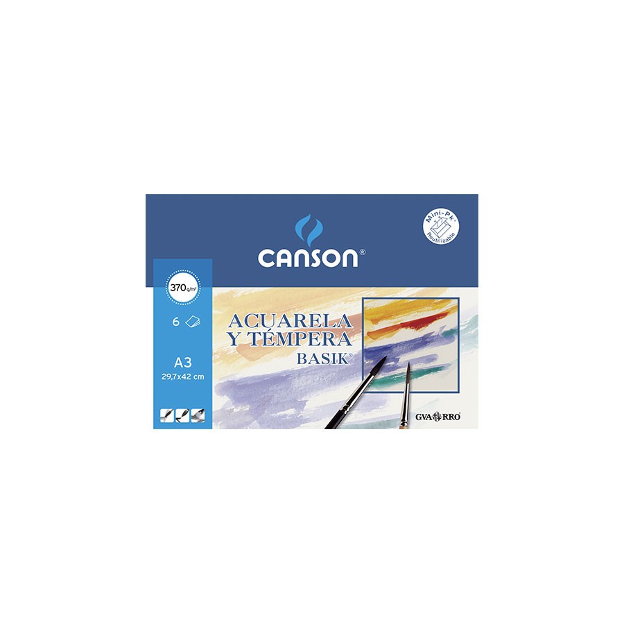 4887-MINIPACK 6 HOJAS ACUARELA 370G A3 GUARRO CANSON C200402393
