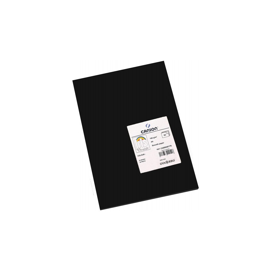 4898-PAQUETE 50 HOJAS CARTULINA IRIS A4 185G NEGRO GUARRO CANSON C200040179