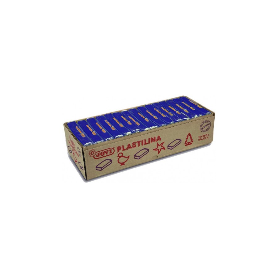 5033-CAJA 15 PASTILLAS PLASTILINA 350 G - AZUL OSCURO JOVI 7213