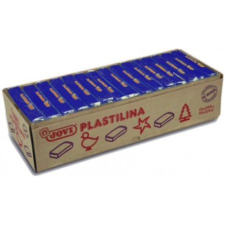 5033-CAJA 15 PASTILLAS PLASTILINA 350 G - AZUL OSCURO JOVI 7213