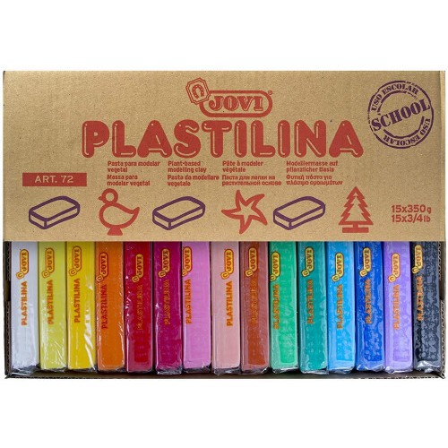 5039-CAJA EXPOSITORA 15 PASTILLAS PLASTILINA 350 G COLORES SURTIDOS JOVI 72S