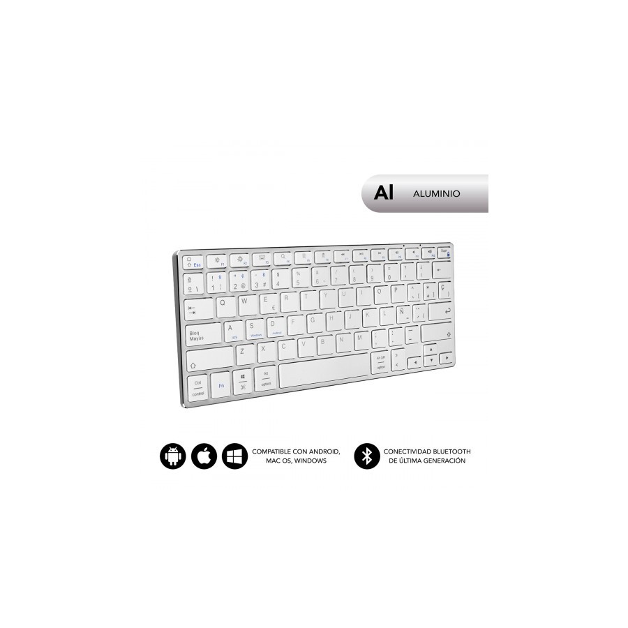 5050-SUBBLIM Teclado Wireless Bluetooth Aluminio Advance Compact Silver