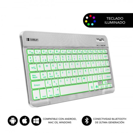 5056-SUBBLIM Teclado Retroiluminado Bluetooth Smart Backlit BT Keyboard Silver