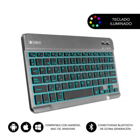 5058-SUBBLIM Teclado Retroiluminado Bluetooth Smart Backlit BT Keyboard Grey