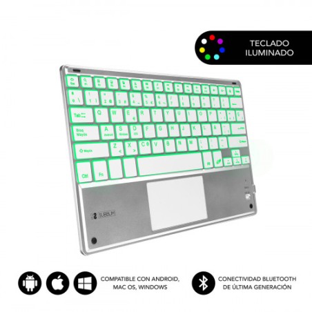 5060-SUBBLIM Teclado Bluetooth Smart Backlit BT Keyboard Touchpad Silver