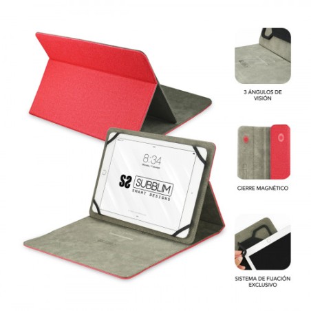 5069-SUBBLIM Funda Tablet Clever Stand Tablet Case 10,1" Red