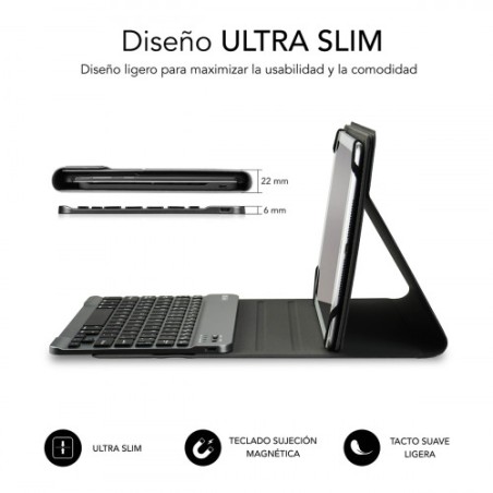 5093-SUBBLIM Funda con Teclado KEYTAB PRO BLUETOOTH 10,1" Grey