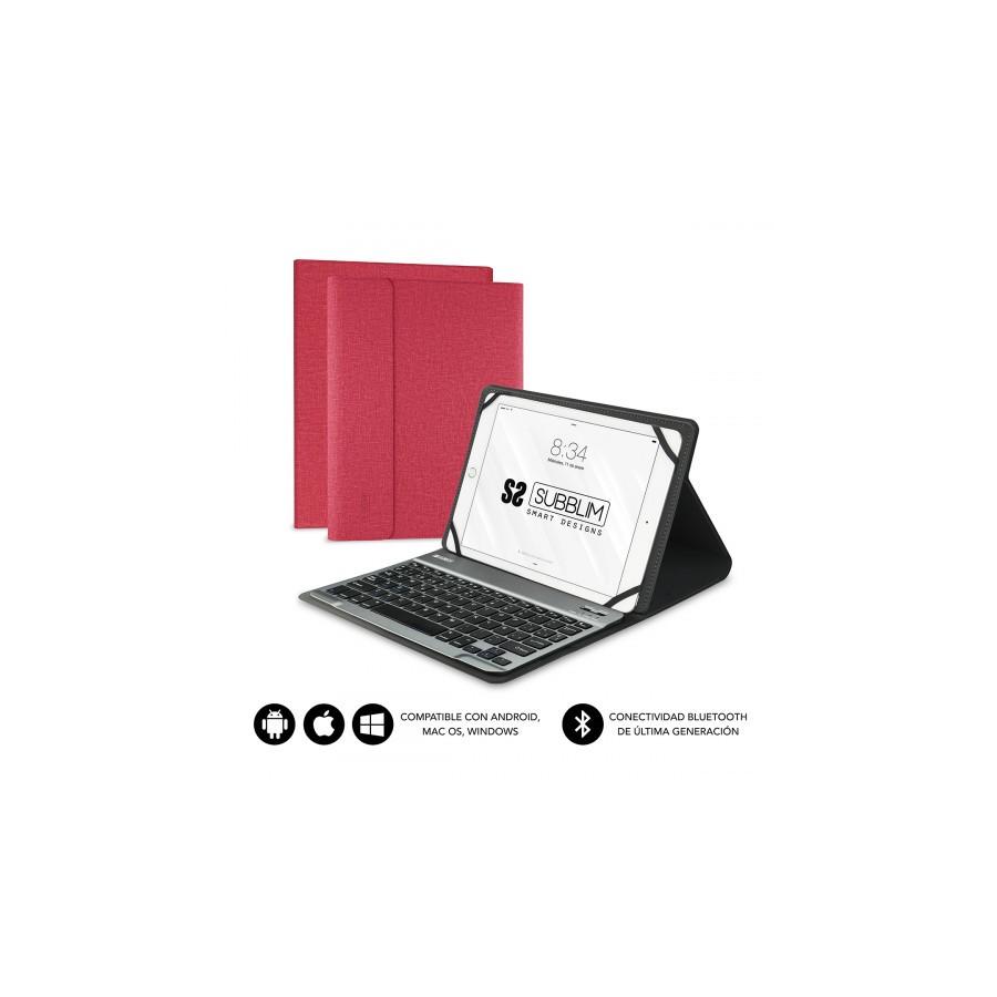 5094-SUBBLIM Funda con Teclado KEYTAB PRO BLUETOOTH 10,1" Red