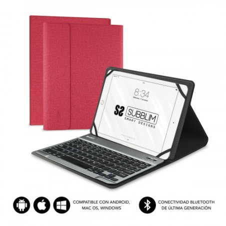 5094-SUBBLIM Funda con Teclado KEYTAB PRO BLUETOOTH 10,1" Red