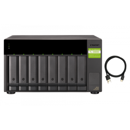 5175-QNAP TL-D800C caja para disco duro externo Carcasa de disco duro/SSD Negro, Gris 2.5/3.5"