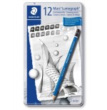 5195-ESTUCHE DE METAL CON 12 LAPICES, GRADUACIONES 8B,  7B,  6B,  5B,  4B,  3B,  2B,  B,  HB,  F,  H,  2H STAEDTLER 100