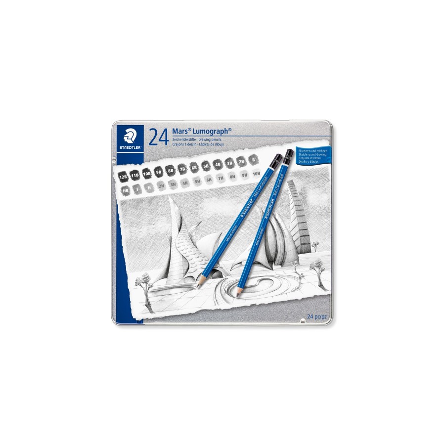 5196-ESTUCHE DE METAL CON 24 LAPICES, GRADUACIONES STAEDTLER 100 G24