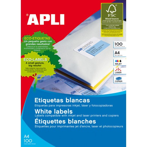 5314-CAJA 100 HOJAS ETIQUETA BLANCA ILC 105X74 1279 APLI