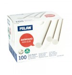 5344-CAJA 100 TIZAS DE CARBONATO DE CALCIO BLANCAS REDONDAS -ANTIPOLVO MILAN 2442100