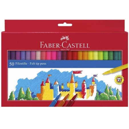 5444-ESTUCHE CARTON 50 ROTULADORES ESCOLARES FABER CASTELL 554204