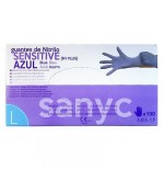 5458-PAQUETE DE 100 GUANTES NITRILO SENSITIVE S/P  T-G P-100 EXAMEN SANICEN GU105
