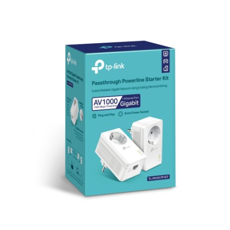 5488-TP-LINK AV1000 PASSTHROUGH POWERLINE KIT,  BROADCOM, 1 GIGABIT PORT, 1000MBPS POWERLINE, HOMEPLUG AV2, NEW PLC UTIL