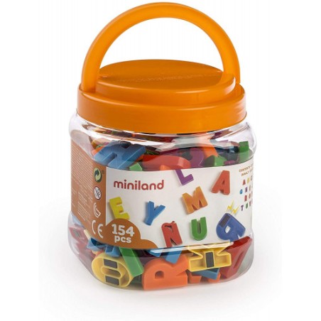 5587-JUEGO LETRAS MAYUSCULAS MAGNETICAS BOTE DE 154 PIEZAS MINILAND 97911