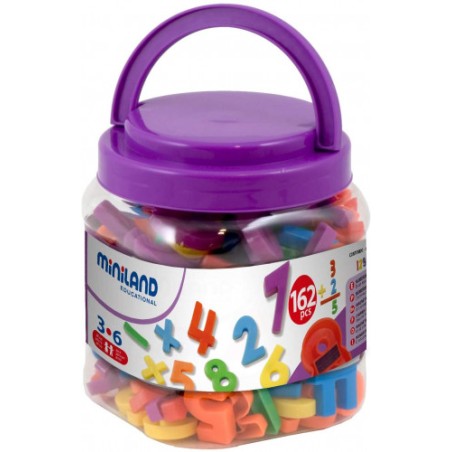 5589-JUEGO LETRAS NUMEROS MAGNETICOS BOTE DE 162 PIEZAS MINILAND 97915