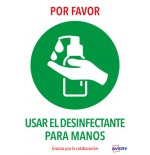 5621-SENALES ADHESIVOS PREIMPRESO  "USAR DESINFECTANTE PARA LAS MANOS" SOBRE DE 2 HOJAS EN A4 AVERY AV_KITCOVID3_ES