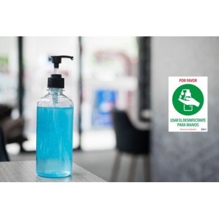 5622-SENALES ADHESIVOS PREIMPRESO  "USAR DESINFECTANTE PARA LAS MANOS" SOBRE DE 2 HOJAS EN A4 AVERY AV_KITCOVID3_ES