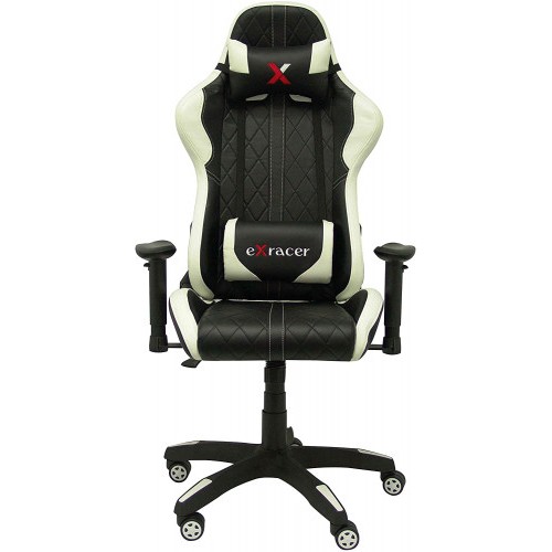 5644-SILLA GAMING PARAISO SIMIL PIEL NEGRO Y BLANCO PIQUERAS Y CRESPO 7216DBSPNE