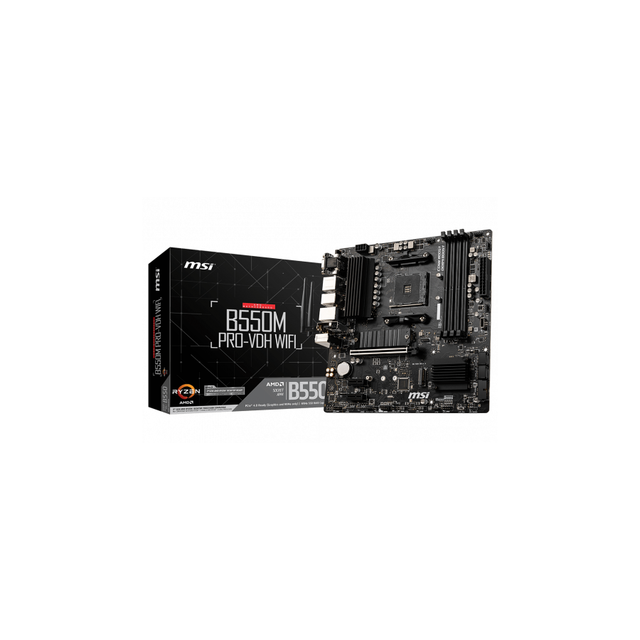 5703-PLACA MSI B550M PRO-VDH WIFI,AMD,AM4,B550,4DDR4,128GB,VGA+HDMI+DP,GBLAN+WIFI+BT4.2,4SATA3+2M.2,5USB3.2,MATX